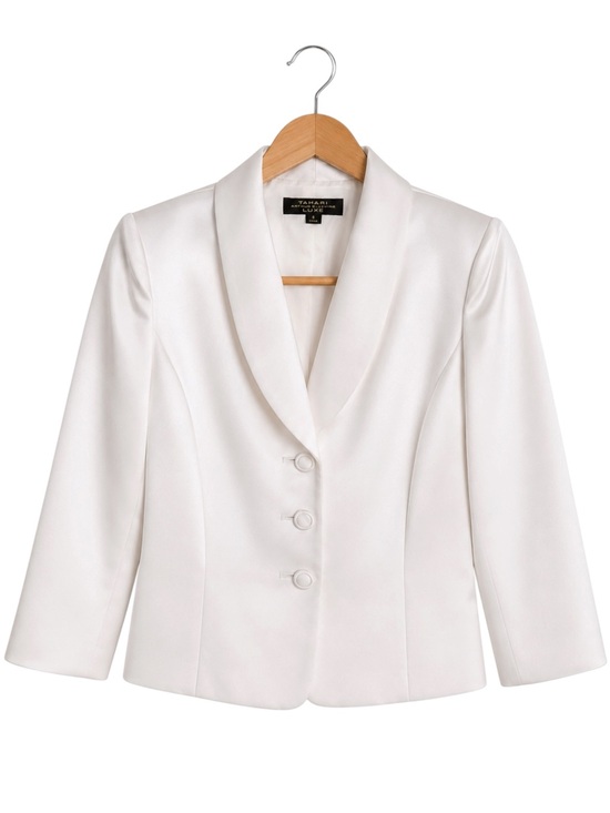 Tahari Jackets & Blazers - Tahari Luxe Ivory Satin Evening Jacket Blazer Womens 6 Wedding Guest Formal